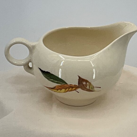 Vintage Cream Pitcher Autumn Leaf Design Ceramic - Picture 2 of 6